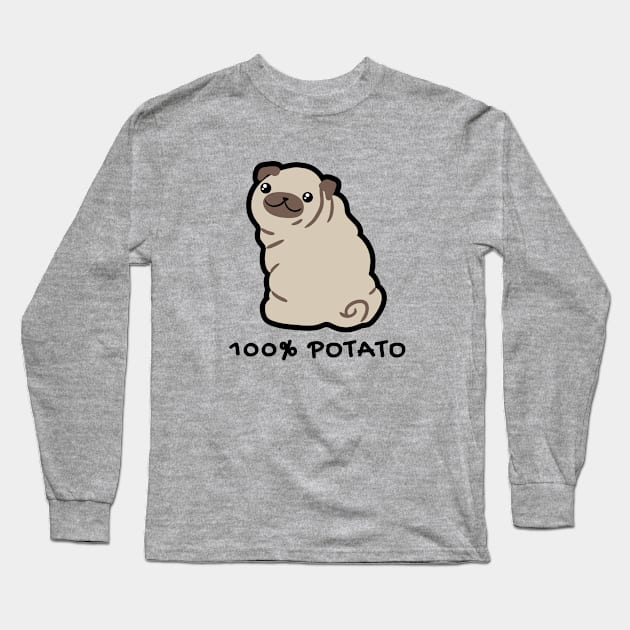 100% Potato Pug Light Long Sleeve T-Shirt by itsirrelephant